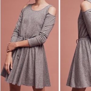 Anthropologie Gray Cold Shoulder Dress Sz L